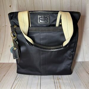 Coach 2005 Leatherware Hampton Black Nylon & Leather Tote